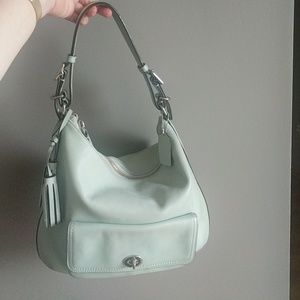 Mint green Coach hobo bag